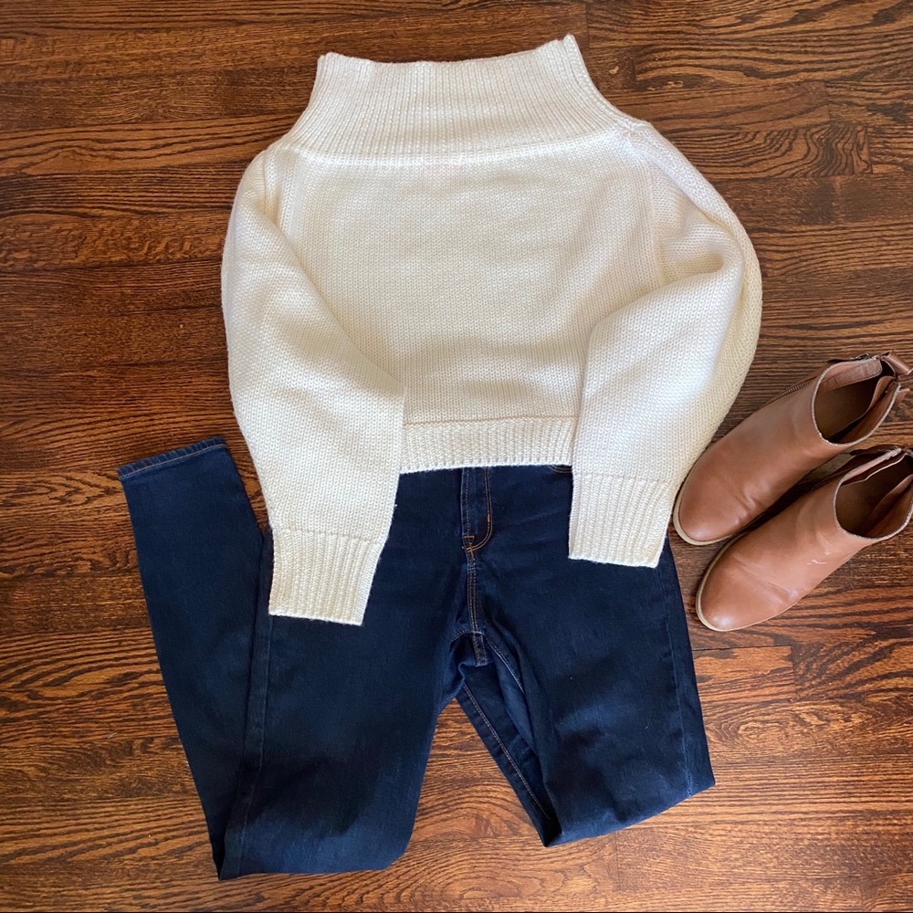 Off the shoulders white sweater